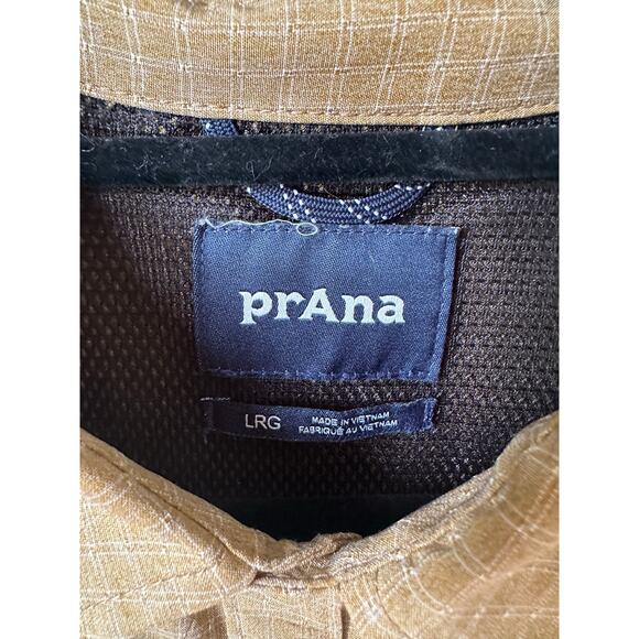 PrAna Men’s Tan Gingham Long Sleeve Button Up Size L Hiking Utility OutdoorCore - Picture 5 of 8